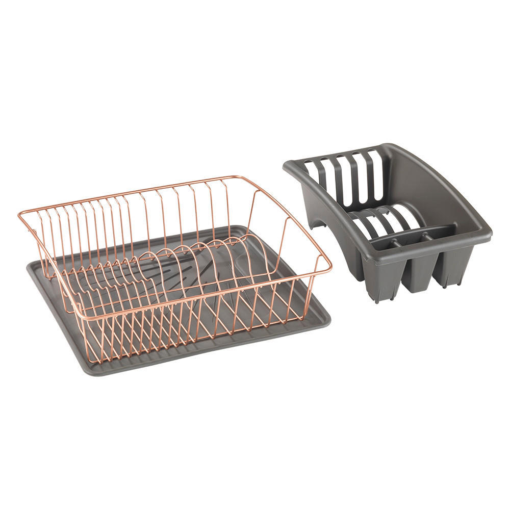 EDÉNYSZÁRÍTÓ KOSÁR - bronzszínű, Basics, műanyag/fém (35/12/30cm) - Metaltex