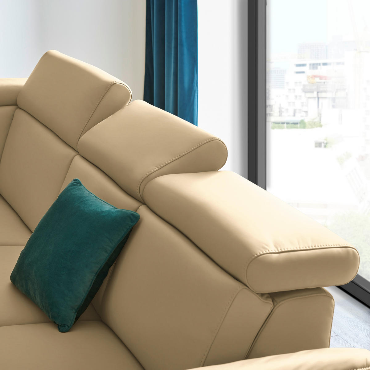 ECKSOFA in Echtleder Hellbraun  - Hellbraun/Schwarz, Design, Leder/Metall (239/285cm) - Cantus
