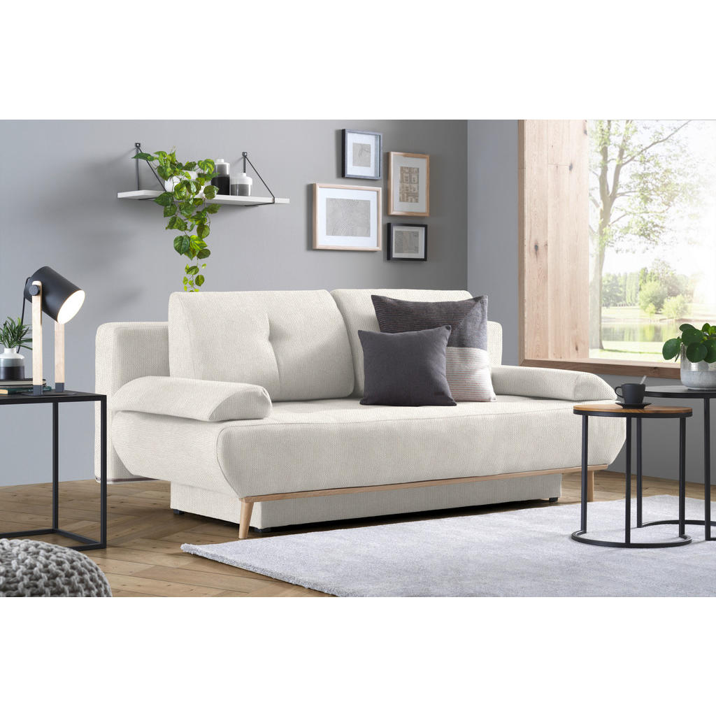 Thumbnail - Novel Schlafsofa, Beige, Textil, Eiche, 3-Sitzer, Füllung: Polyetherschaumkern, 200x71x95 cm, Stoffauswahl, Wohnzimmer, ...