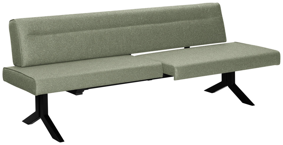 SITZBANK in Metall, Textil Grün  - Schwarz/Grün, Konventionell, Textil/Metall (220/70-86cm) - Moderano
