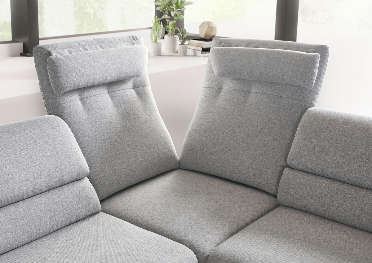 ECKSOFA in Flachgewebe Naturfarben, Beige  212-253/256-363 cm  - Beige/Schwarz, Design, Textil/Metall (212-253/256-363cm) - Dieter Knoll