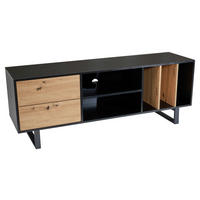 NÍZKÁ KOMODA, černá, 150/55/40 cm - černá/barvy dubu, Design, kov/kompozitní dřevo (150/55/40cm) - Livetastic