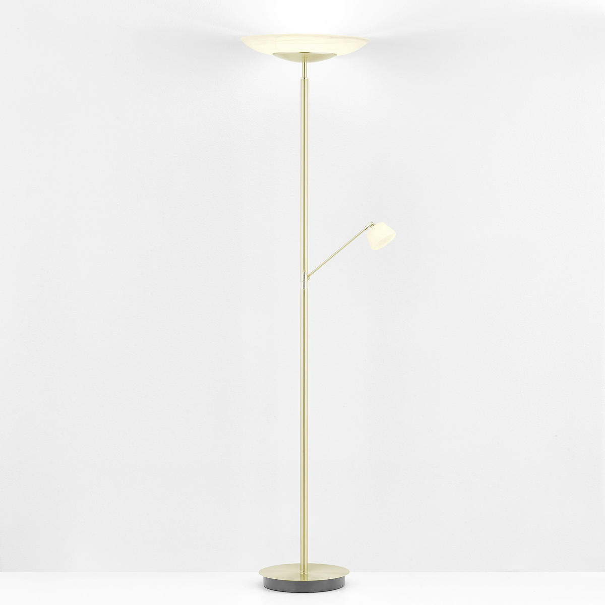 LED-STEHLEUCHTE Ferdi 43/180 cm  - Messingfarben/Alabasterfarben, MODERN, Glas/Metall (43/180cm) - Hell