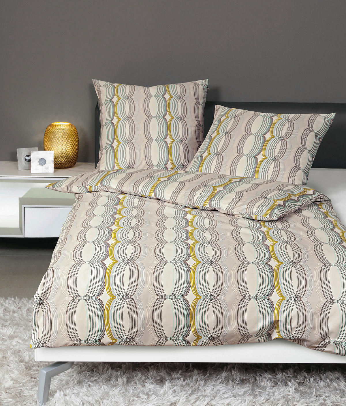 BETTWÄSCHE MOMENTS Makosatin 135/200 cm  - Taupe/Gelb, Basics, Textil (135/200cm) - Janine