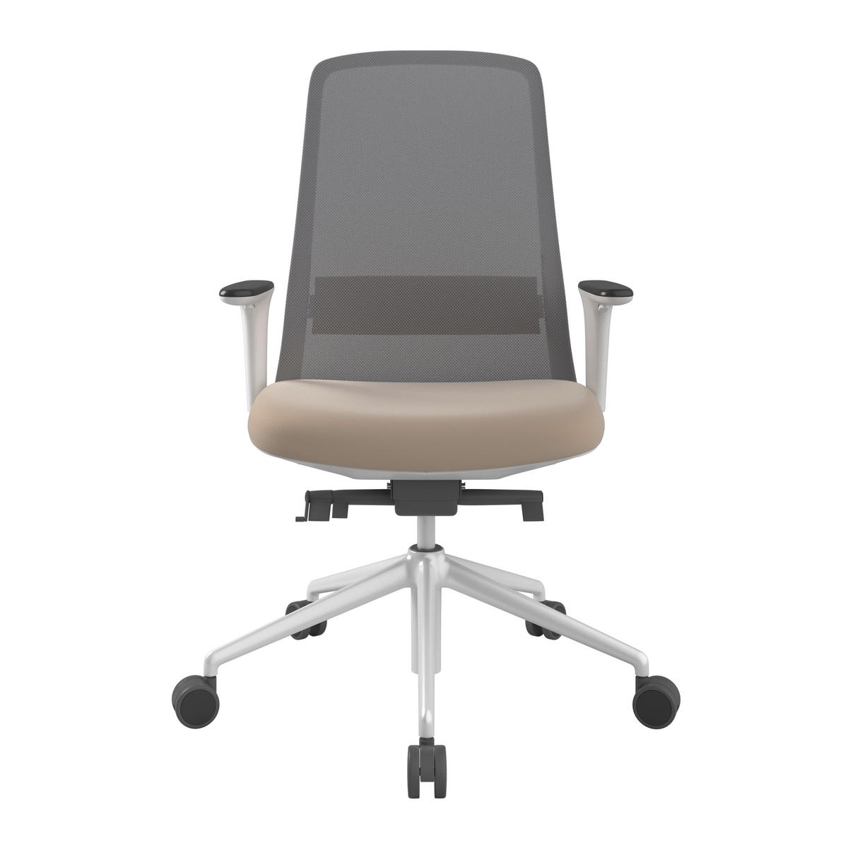 DREHSTUHL Lederlook Grau, Weiß, Beige  - Beige/Weiß, MODERN, Kunststoff/Textil (70/103-115/70cm)