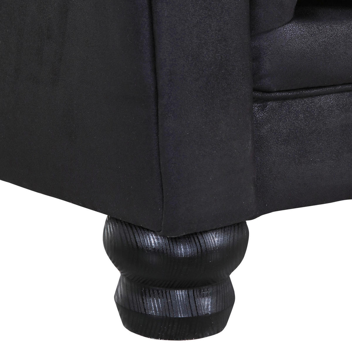CHESTERFIELD-SOFA Mikrofaser Dunkelgrau  - Dunkelgrau/Dunkelbraun, KONVENTIONELL, Textil (203/79/93cm) - Livetastic