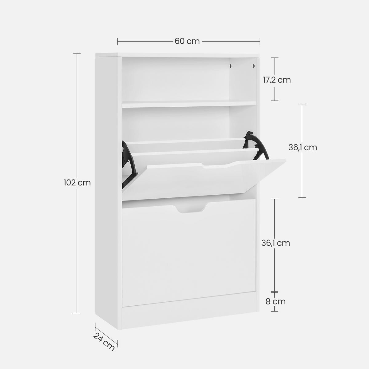 SCHUHKIPPER Vasagle  in 60/102/24 cm  - Weiß, Trend, Holzwerkstoff (60/102/24cm) - Boxxx