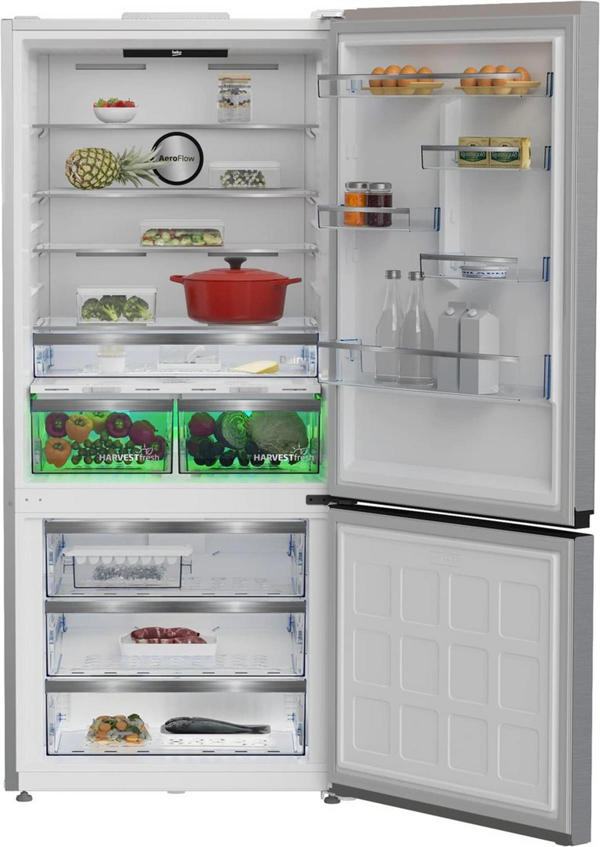 KÜHL-GEFRIER-KOMBINATION B5RCNE615ZXP  - Edelstahlfarben, Basics, Metall (83,2/193/76,2cm) - Beko
