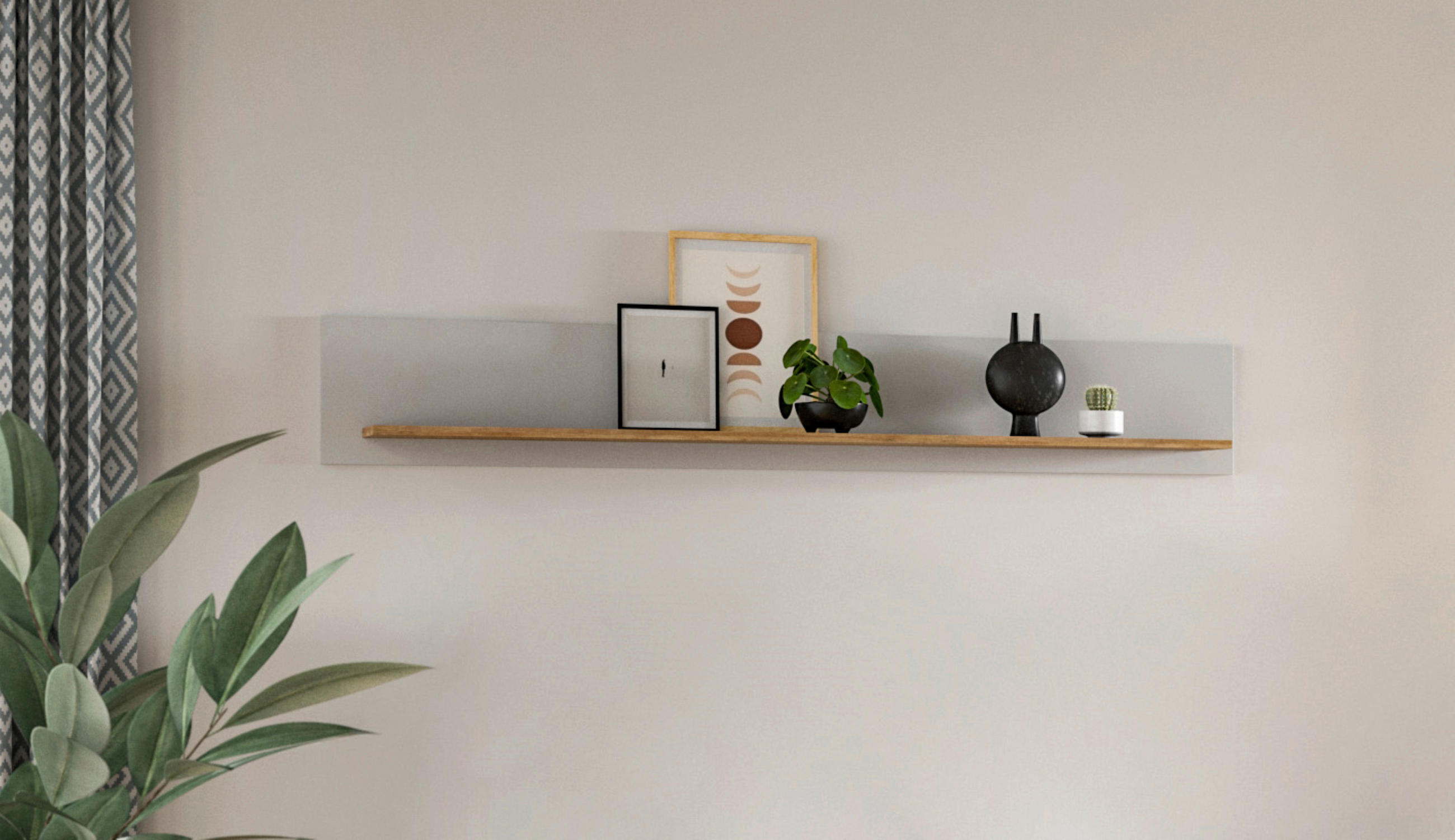 WANDBOARD Grau, Eichefarben - Eichefarben/Grau, Design, Holzwerkstoff (150/25/22cm) - MID.YOU