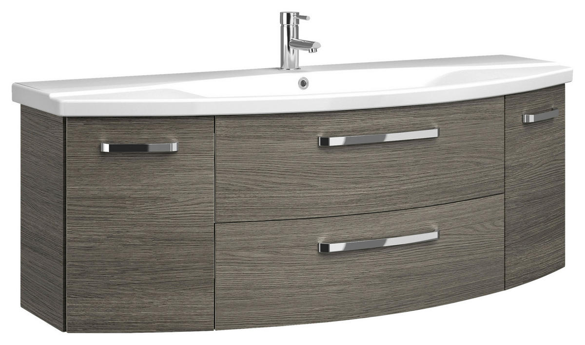 BADEZIMMER 3-teilig  in 144 cm  - Chromfarben/Graphitfarben, MODERN, Glas/Keramik (144cm) - Sadena