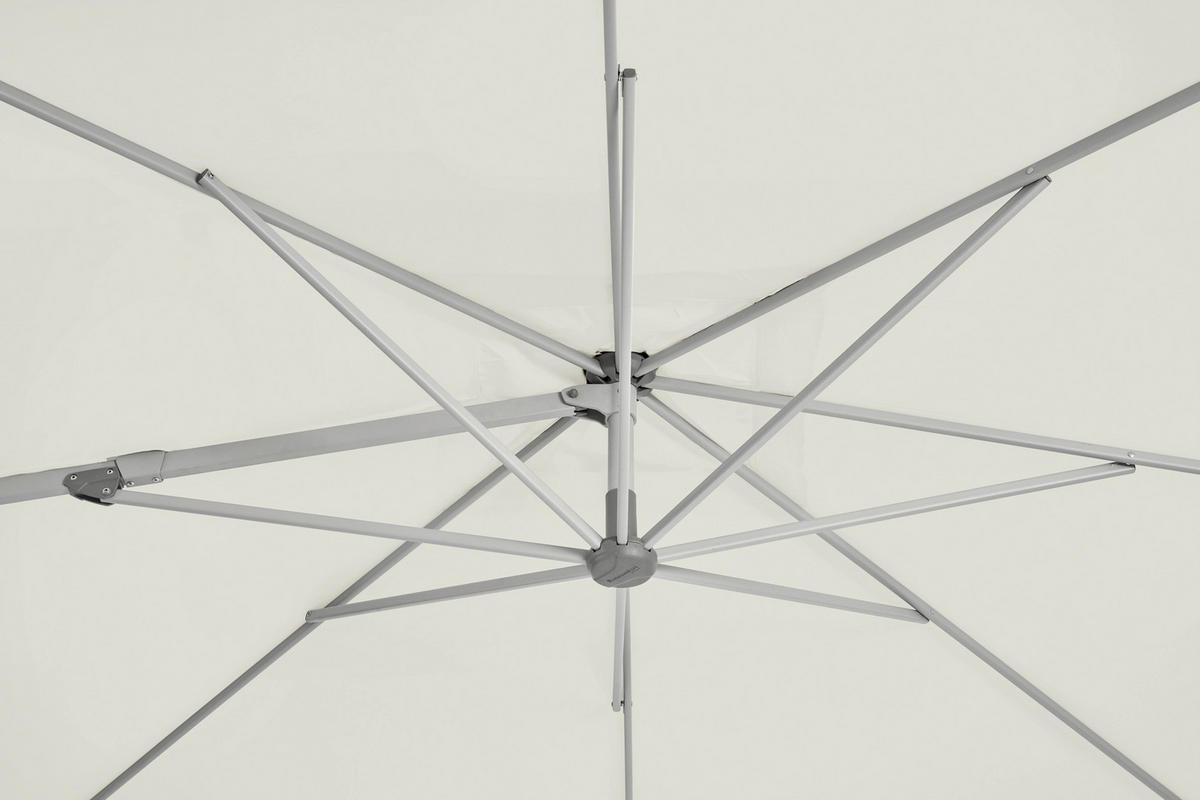 AMPELSCHIRM 300 cm  - Silberfarben/Naturfarben, KONVENTIONELL, Textil/Metall (300/300cm) - Suncomfort by Glatz