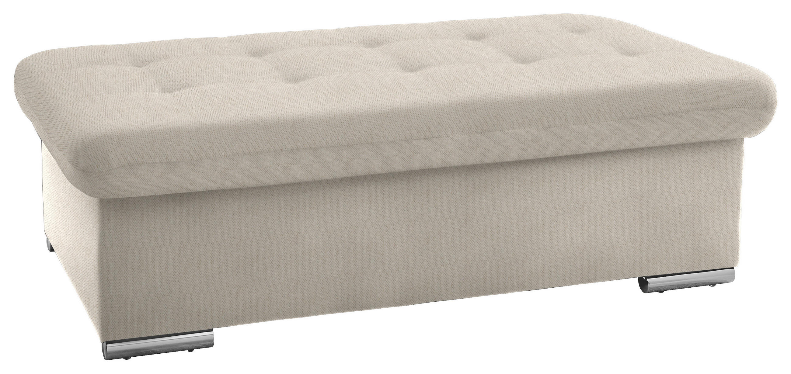 HOCKER in Textil Creme  - Silberfarben/Creme, Design, Textil/Metall (137/43/74cm) - Cantus