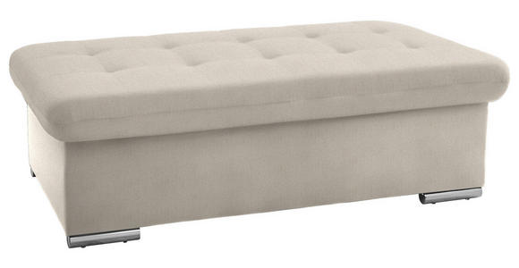 HOCKER in Textil Creme  - Silberfarben/Creme, Design, Textil/Metall (137/43/74cm) - Cantus