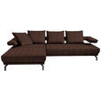 ECKSOFA Fino in Mikrofaser Braun  224/305 cm  - Schwarz/Braun, Design, Textil/Metall (224/305cm) - Dieter Knoll