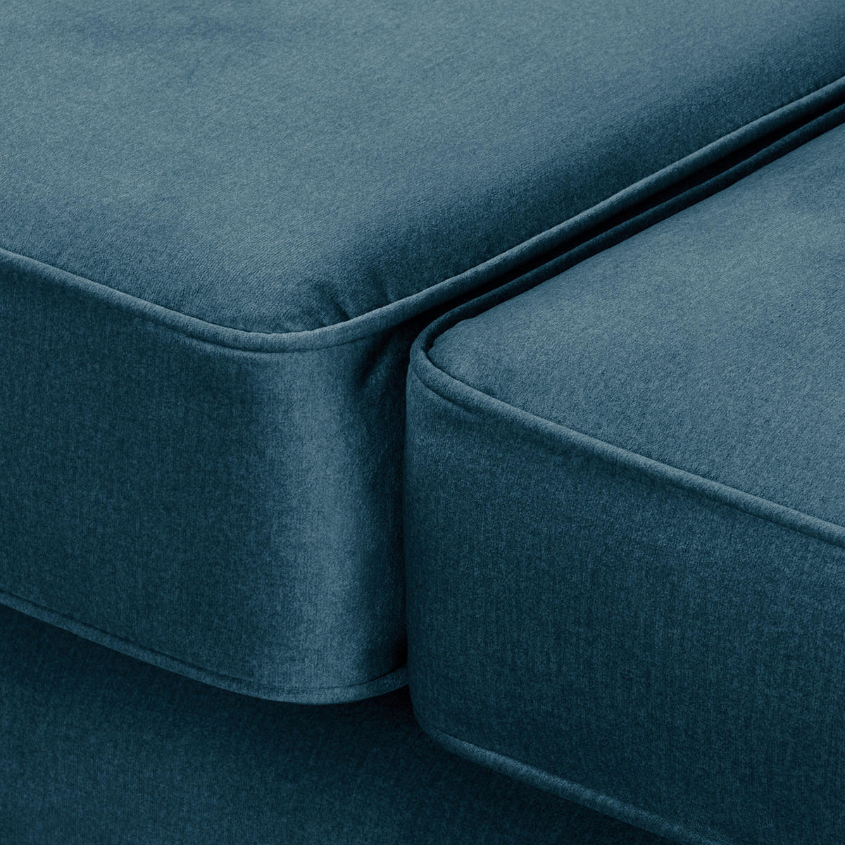 3-SITZER-SOFA Velours Dunkelblau  - Dunkelbraun/Dunkelblau, Design, Holz/Textil (210/98/95cm) - P & B