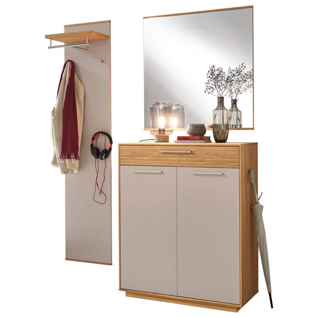 Thumbnail - Xxxl Garderobe, Taupe, Eiche, Holz, Holzwerkstoff, 3-teilig, Eiche, furniert, massiv, teilmassiv, 140x195x37 cm, Goldene...