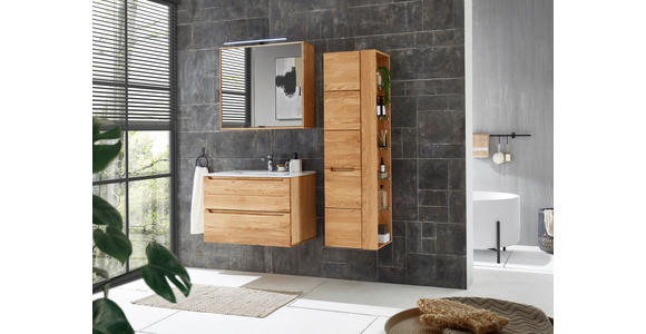 SPIEGELSCHRANK 80/70/20 cm  - Eichefarben/Silberfarben, KONVENTIONELL, Glas/Holz (80/70/20cm) - Linea Natura