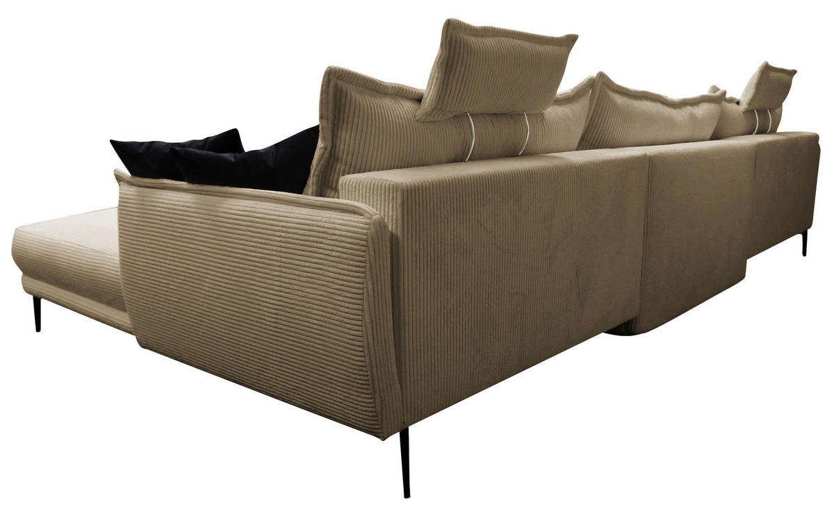 WOHNLANDSCHAFT NUOVO U in Cord Taupe  - Taupe/Schwarz, Design, Textil/Metall (194/360/194cm) - MID.YOU