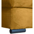 ECKSOFA in Cord Senfgelb  - Senfgelb/Schwarz, KONVENTIONELL, Textil/Metall (258/168cm) - Carryhome