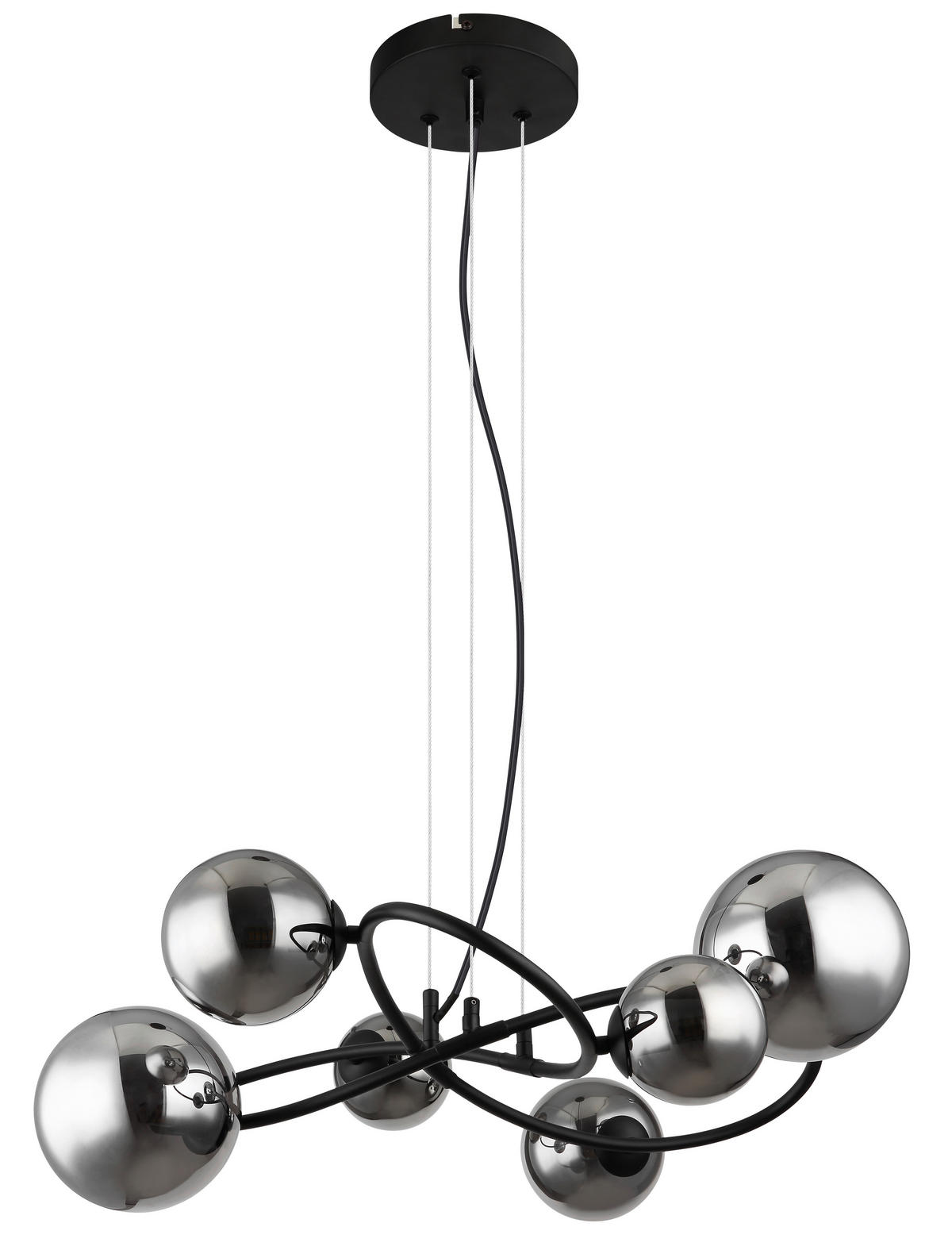 LED-HÄNGLAMPA 62,2/58,8/120 cm  - svart/transparent, Design, metall/glas (62,2/58,8/120cm) - Globo