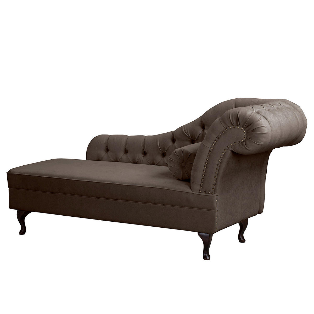 RÉCAMIERE Mikrofaser Graubraun  - Graubraun/Braun, Design, Holz/Textil (185/93/75cm) - Livetastic