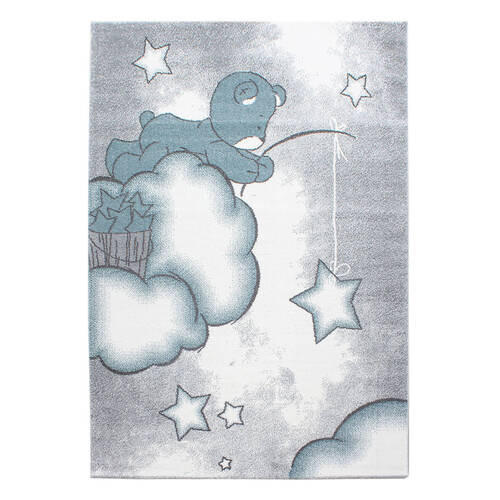 BARNMATTA 160/230 cm KIDS1602300580BLUE  - vit/blå, Trend, textil (160/230cm) - Ben'n'jen