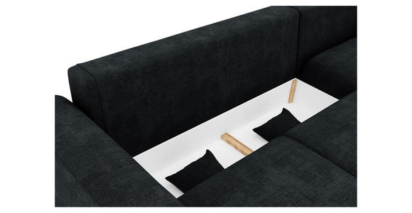 ECKSOFA in Samt Dunkelgrau  - Chromfarben/Dunkelgrau, KONVENTIONELL, Kunststoff/Textil (293/195cm) - Carryhome