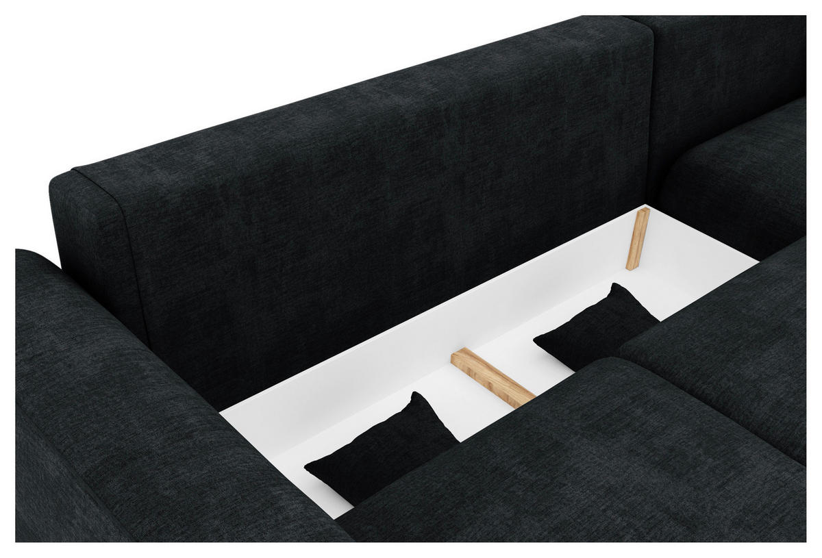 ECKSOFA Dunkelgrau Samt  - Chromfarben/Dunkelgrau, KONVENTIONELL, Kunststoff/Textil (293/195cm) - Carryhome