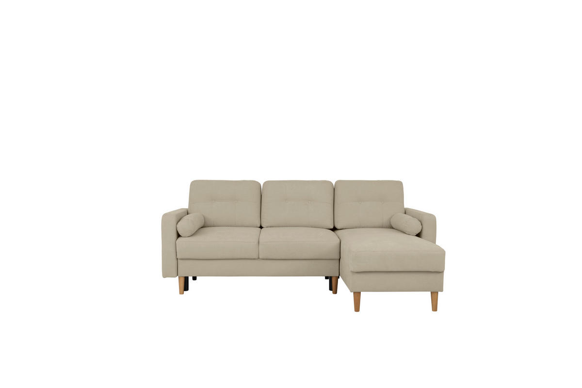 ECKSOFA in Taupe  - Taupe/Buchefarben, Design, Holz/Textil (223/157cm) - MID.YOU
