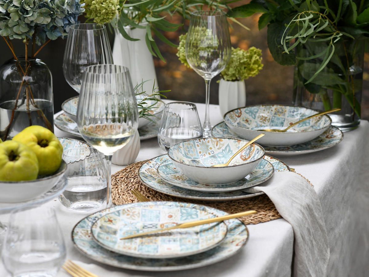 TAFELSERVICE Multicolor Mosaik 16-teilig  - Multicolor, Basics, Keramik - Creatable