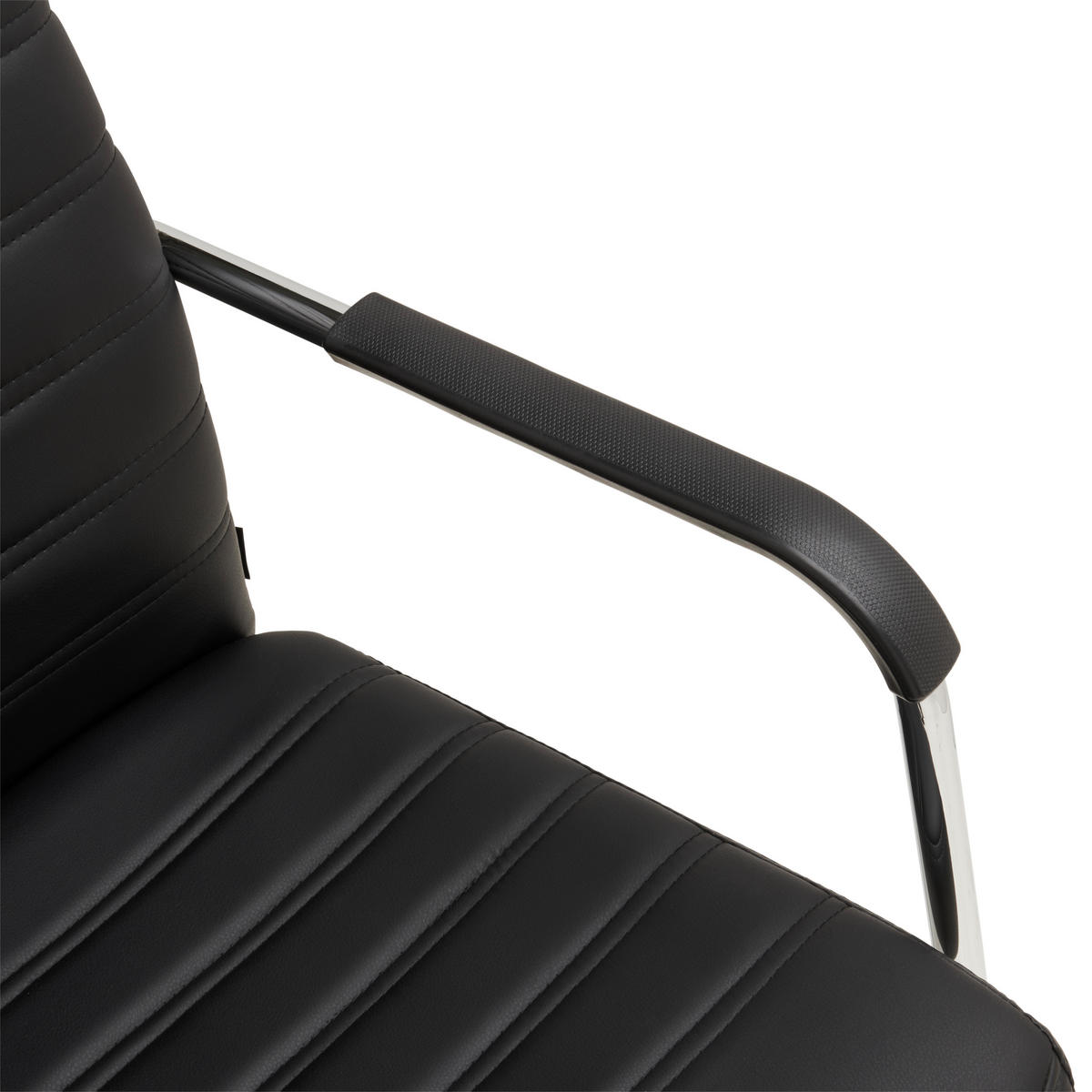 BESUCHERSTUHL  in Lederlook Schwarz, Chromfarben  - Chromfarben/Schwarz, LIFESTYLE, Holz/Kunststoff (55/92/64cm) - Livetastic
