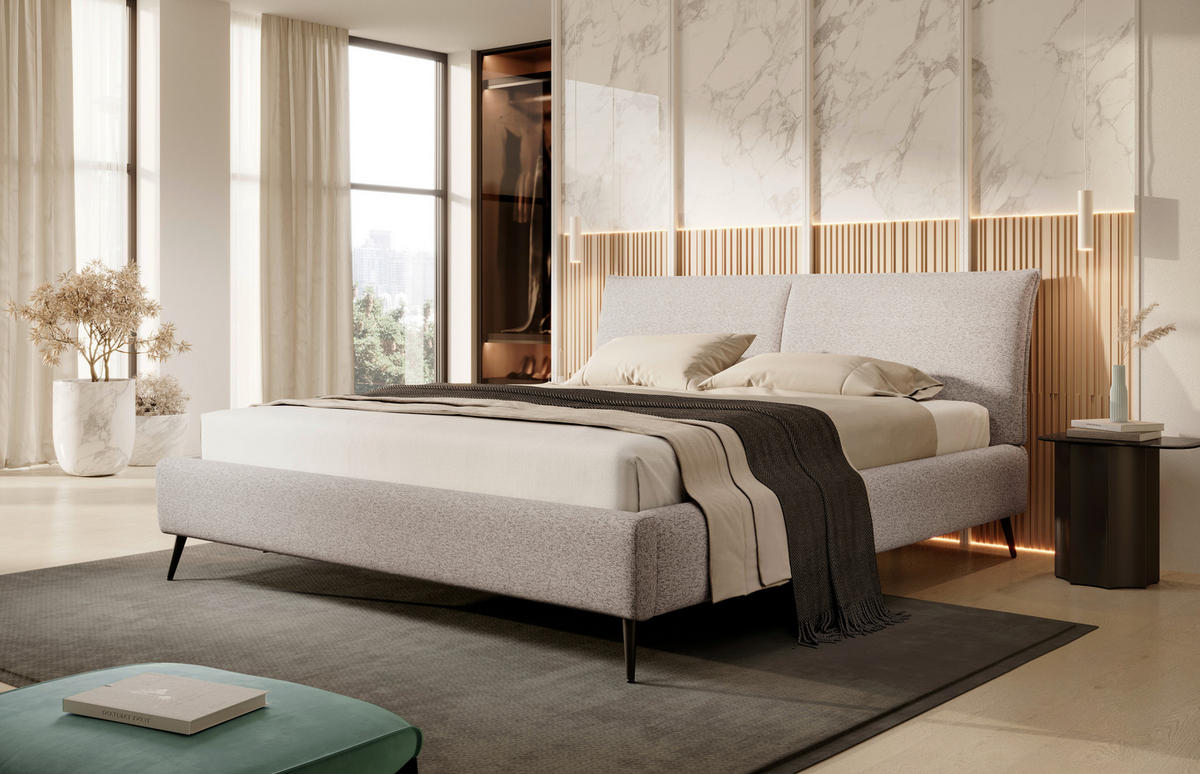 POLSTERBETT 180/200 cm  in Schwarz, Taupe  - Taupe/Schwarz, Design, Holz/Textil (180/200cm) - Esposa