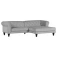 ECKSOFA Grau Plüsch  - Dunkelbraun/Grau, Design, Holz/Textil (260/160cm) - Carryhome