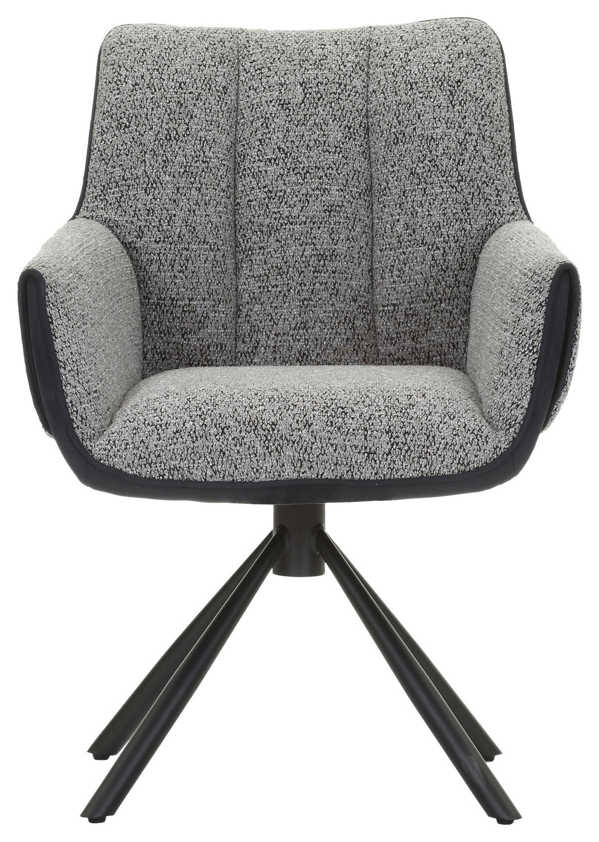 ARMLEHNSTUHL  Wippfunktion, Sitzfläche 360° drehbar, automatische Rückholfunktion Chenille, Mikrofaser  Grau, Schwarz  - Schwarz/Grau, Design, Textil/Metall (62/87/64cm) - Novel