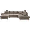 WOHNLANDSCHAFT in Cord Graubraun  - Graubraun/Naturfarben, Modern, Holz/Textil (176/338-352/206cm) - Livetastic