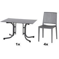 GARTENGARNITUR 5-teilig  - Grau, Basics, Holzwerkstoff/Kunststoff (80/80/120cm) - Siena Garden