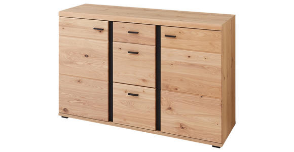 KOMMODE 134/86/43 cm  - Eschefarben/Schwarz, Design, Holzwerkstoff/Kunststoff (134/86/43cm) - Linea Natura