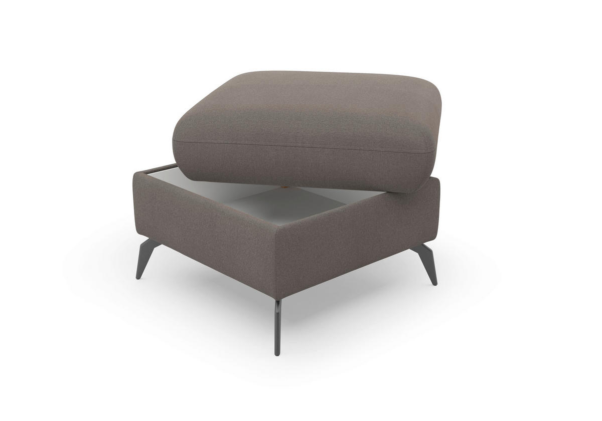HOCKER Flachgewebe Graphitfarben  - Schwarz/Graphitfarben, KONVENTIONELL, Textil/Metall (58/50/58cm) - Sit & More