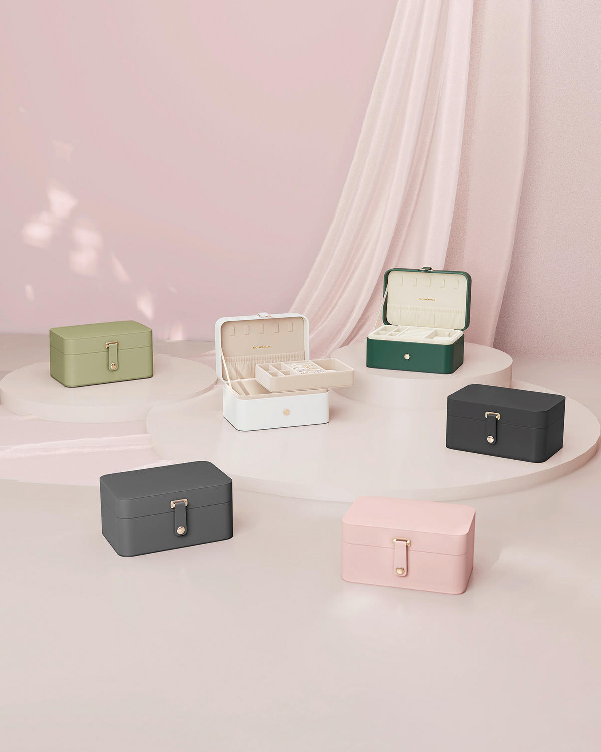 SCHMUCKKÄSTCHEN - Rosa, Trend, Kunststoff/Textil (16/8/11cm) - Boxxx