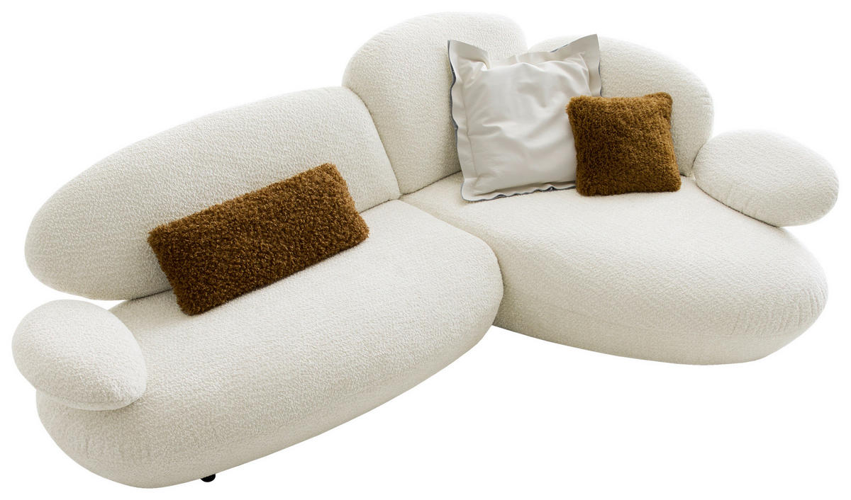 ECKSOFA Weiß Chenille Rücken echt, Armteilverstellung  - Schwarz/Weiß, Design, Kunststoff/Textil (278/170cm) - Koinor