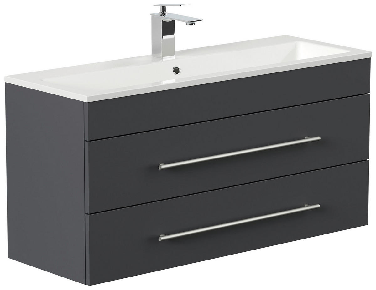 BADEZIMMER  in 100 cm  - Graphitfarben/Weiß, MODERN, Keramik/Holzwerkstoff (100cm) - MID.YOU