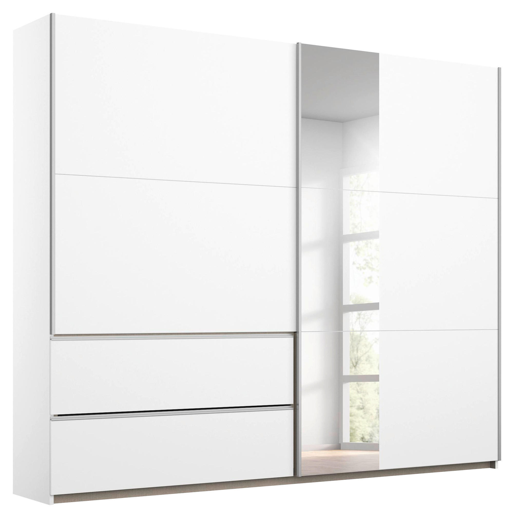 SCHWEBETÜRENSCHRANK 218/210/59 cm 2-türig Weiß  - Alufarben/Weiß, Design, Holzwerkstoff/Metall (218/210/59cm) - Rauch Möbel