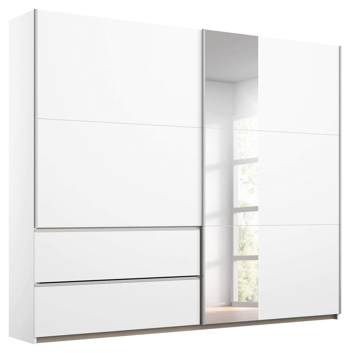 SCHWEBETÜRENSCHRANK 218/210/59 cm 2-türig Weiß  - Alufarben/Weiß, Design, Holzwerkstoff/Metall (218/210/59cm) - Rauch Möbel