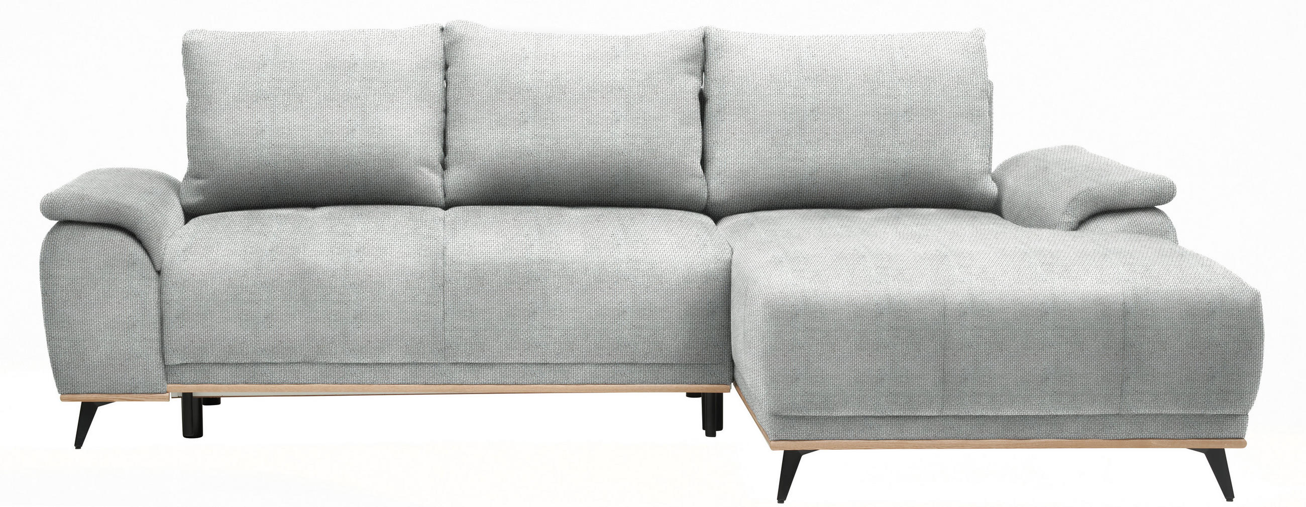 ECKSOFA in Struktur Grau  - Schwarz/Grau, Modern, Textil/Metall (262/168cm) - home24