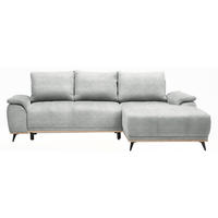 ECKSOFA in Struktur Grau  - Schwarz/Grau, Modern, Textil/Metall (262/168cm) - home24