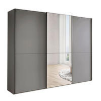 SCHWEBETÜRENSCHRANK 250/236/67 cm,  in Lavagrau, 3 Tür(en)  - Lavagrau/Schwarz, MODERN, Glas/Holzwerkstoff (250/236/67cm) - Chameo