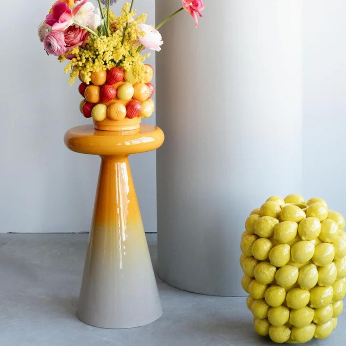 BEISTELLTISCH in Metall 30/30/58 cm  - Gelb/Orange, Design, Metall (30/30/58cm) - Kare-Design