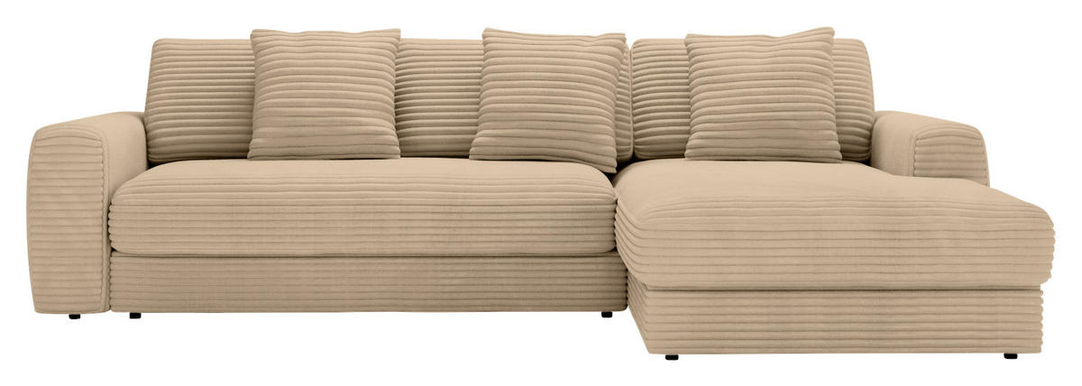 ECKSOFA in Cord Beige  302/182 cm  - Beige/Schwarz, MODERN, Kunststoff/Textil (302/182cm) - Carryhome