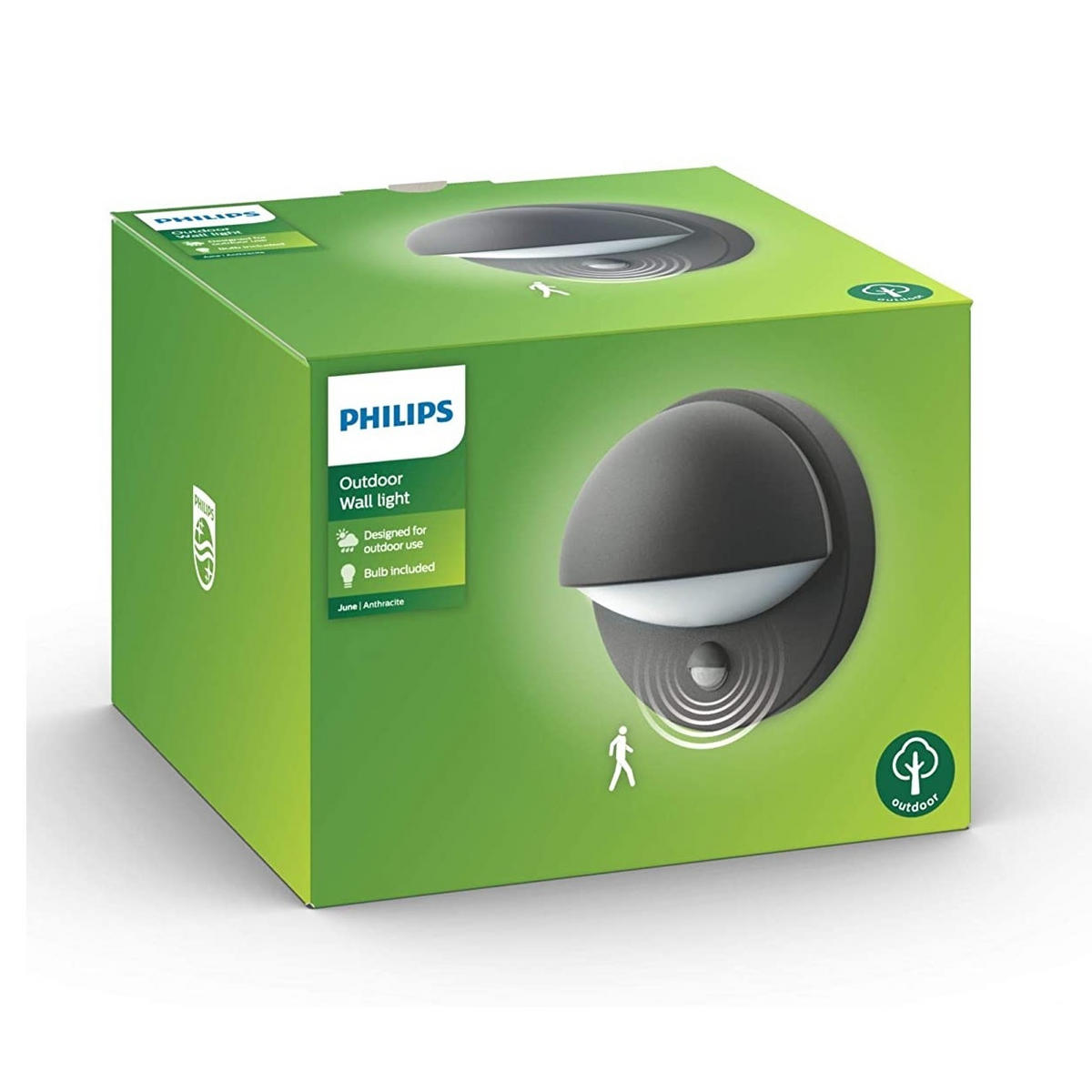 ZUNANJA STENSKA SVETILKA  JUNE 19,5/19,5/13,5 cm            - antracit, Basics, kovina (19,5/19,5/13,5cm) - Philips