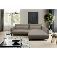 ECKSOFA Beige Bouclé  - Beige/Schwarz, Design, Textil/Metall (273/204cm) - MID.YOU